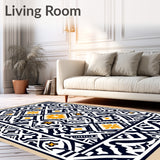 Modern Lattice Fretwork with Abstract Florals and Tiled Symmetry (Black)