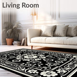 Elegant Floral Medallion with Delicate Vines and Petal Motifs (Black)