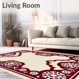 Festive Snowflake Medallion Accent With Interlocking Chevron Borders(Red)