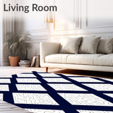 Luxurious Zigzag Herringbone Stylish Sophisticated Artisan (Blue)