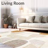 Boho Beige Area Artistic Abstract(Beige)