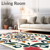 Abstract Floral Medallion Floor Covering(Beige)
