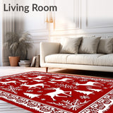 Joyful Reindeer Prancing Through Snowy Forest Wonderland(Red)