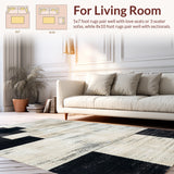 Modern Faux Cowhide Style Black White Print Rug(Black)