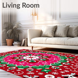 Whimsical Garden Gnome Snowflake Holiday Doormat(Red)