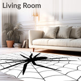 Arachnid Web Circular Floor Decoration Intricate Network(Black)