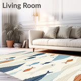 Coastal Tide Bright Fish Beige Blue Area(Beige)