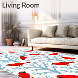 Winter Cardinal Perch Among Frosted Branches Display(Red)