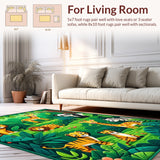 Ultra Soft Area Rug, Non Slip, Stain Resistant, Washable Area Rugs for Living Room, Bedroom, Jungle Animals Nursery Rug(Green)