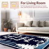 Lakeside Retreat Welcome Area Rug with Happy Place Quote Decorative Entry(Blue)