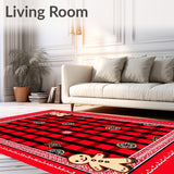 Festive Gingham Check with Gingerbread Inspired Decorative Borders(Red)