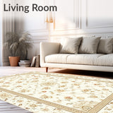 Stylish Square Area with Timeless Floral Motifs in Warm Cream Tones(Beige)
