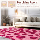 Ultra Soft Area Rug, Non Slip, Stain Resistant, Washable Area Rugs for Living Room, Bedroom, fluffy leopard print(Pink)