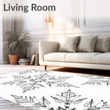 Snowflake Cascade Winter Doormat with Crystalline Motifs(Black)