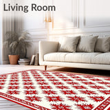 Festive Snowflake Winter Wonder Decorative Floor Covering(Red)