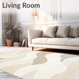 Chic Area with Abstract Wave in Cream Tones(Beige)