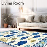 Beachcomber Bright Colors Fish Beige Area Marine Life(White)