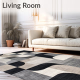 Contemporary Abstract with Minimalist Shapes and Beige Linear Motifs(Gray)