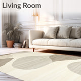 Circular Beige Area Contemporary with Flowing(Beige)