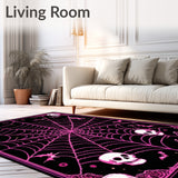 Spooky Pumpkin Skull Spider Web with Playful Pink Gothic Design(Black)