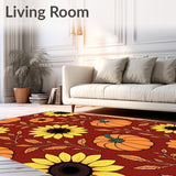 Autumn Harvest Semicircle Entrance Sunflower Pumpkin Decorative(Red)