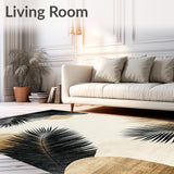 Coastal Breeze with Abstract Leaf Design Area(Beige)