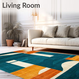 Dynamic Geometric Area Featuring Teal and Burnt Orange(Blue)