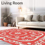 Elegant Floral Scroll Anti Slip Lightweight Decorative Throw(Red)