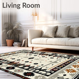 Contemporary Circle Black Grey Beige Southwestern Design(Beige)