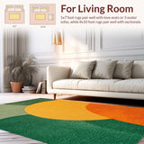 Ultra Soft Area Rug, Non Slip, Stain Resistant, Washable Area Rugs for Living Room, Bedroom, Abstract Geometric Striped(Orange)