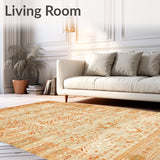 Boho Morden Tan Rug with Edge Geometric Indoor Carpet(Beige)