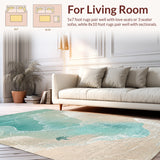 Coastal Tides Surf with Nautical Sea Turtle and Ocean Wave Motifs(Beige)