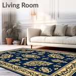 Oriental Paisley Medallion Non Slip Vintage Boho Design (Blue) - ODIKA