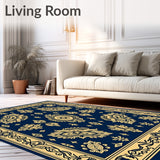 Oriental Paisley Medallion Non Slip Vintage Boho Design (Blue) - ODIKA