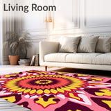 Retro Sunburst Mosaic with Abstract Boho Petals and Festive Details(Pink)