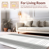 Ink & Linen Stripe Woven Graphic Linear Art Floor Mat(Black)