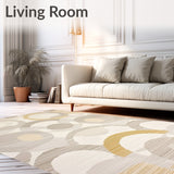 Beige Round Featuring Modern Minimalist Circular Line Art Design(Beige)