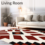 Abstract Southwestern Kilim with Layered Angular Shapes(Ivory)