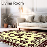 Medallion Tapestry Collection with Ornate Border Detailing(Beige)