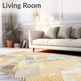 Abstract Rhombus Contemporary Beige Geometric Area(Yellow)
