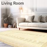 Hallway Runner with Beige Abstract Lattice and Floral Accents(Beige)