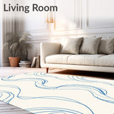 Contemporary Minimalist Abstract Waves with Subtle Interlocking Flow (Blue) - ODIKA