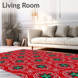 Snowflake Medley with Interlocking Festive Motifs and Holly Accents(Red)