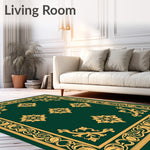 Elegant Damask Ornamentation with Stylized Floral (Green) - ODIKA