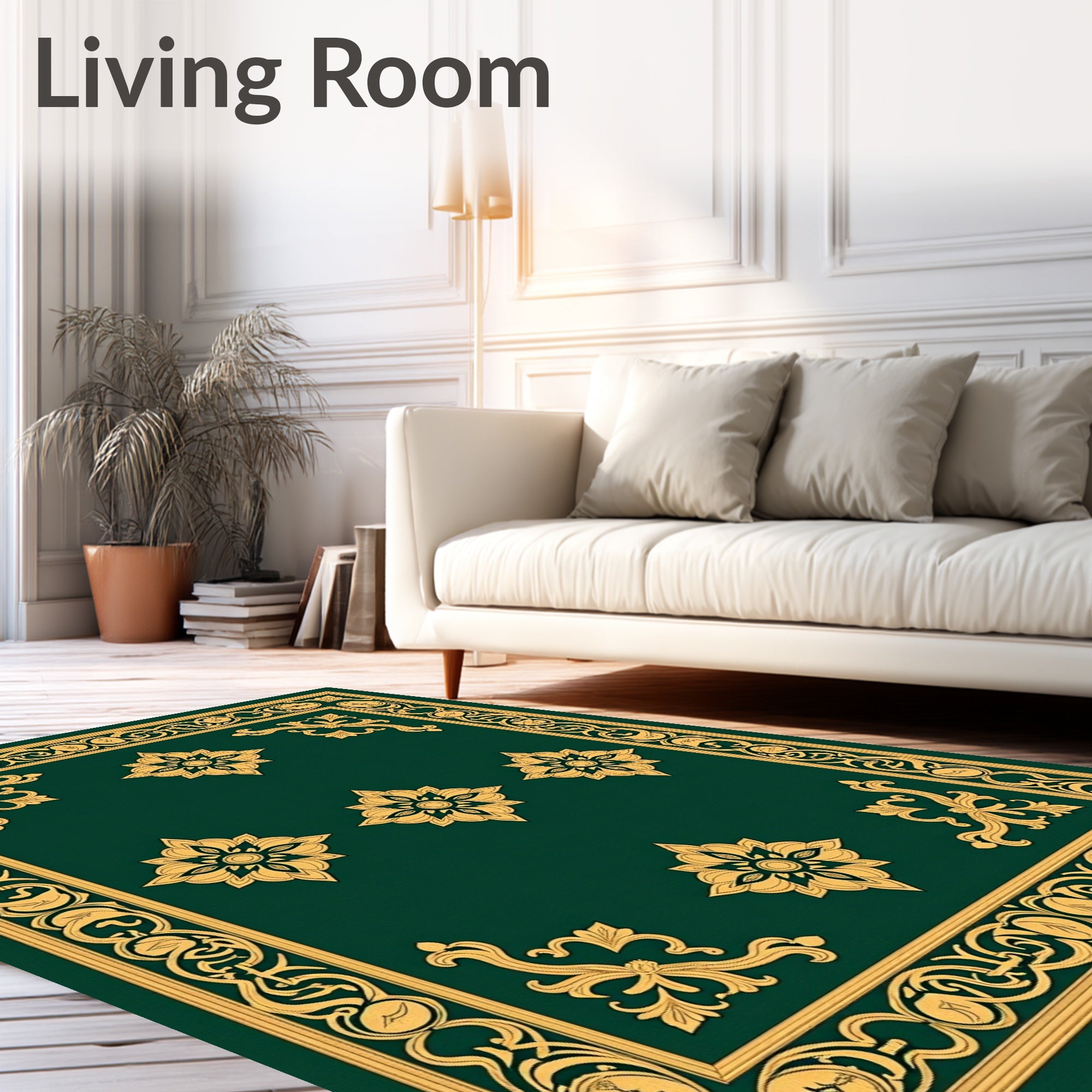 Elegant Damask Ornamentation with Stylized Floral (Green) - ODIKA