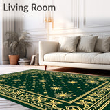 Ornate Lattice Network with Stylized Snowflake and Pine Needle Details(Green)