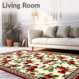 Farmhouse Apple Motif Area Non Slip Mat Machine(Beige)