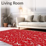 Scandinavian Yuletide Mosaic with Abstract Tree Silhouettes(Red)
