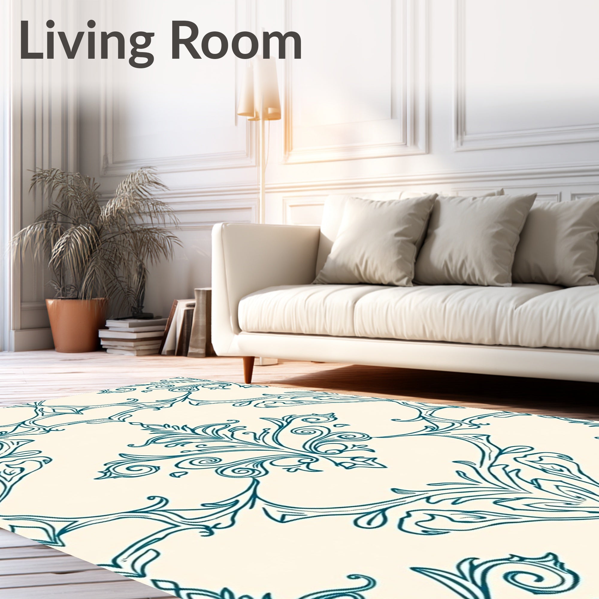 Damask Scrollwork Elegant French Provincial Design (Ivory) - ODIKA