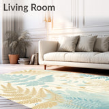 Pastel Harmony with Beige Ferns and Light Blue Abstract Botanical Shapes(Beige)